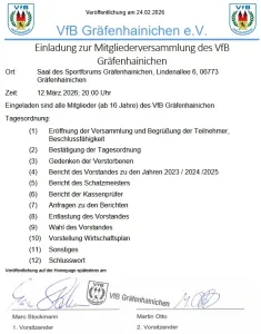 Einladung zur Mitgliederversammlung